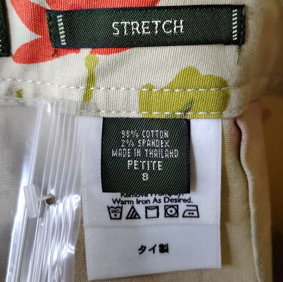 Eddie Bauer Floral Stretch Twill Mini Skirt 8P Petite Cream/Orange NWOT Pockets - Picture 10 of 11